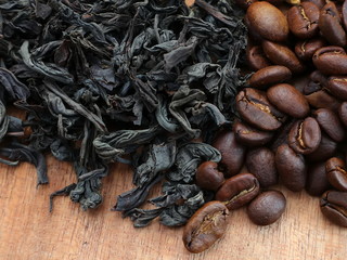 Dry tea and coffee on the table