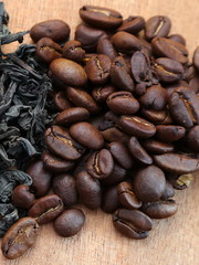 Dry tea and coffee on the table