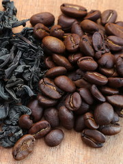 Dry tea and coffee on the table