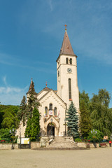 Fototapeta na wymiar Heart of Jesus Catholic church in Tokaj town center, Tokaj wine region, Hungary