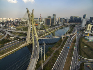 Fototapeta na wymiar Cable-stayed bridge in the world, Sao Paulo Brazil, South America 