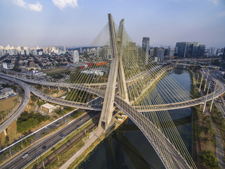 Naklejka na ściany i meble Cable-stayed bridge in the world, Sao Paulo Brazil, South America 