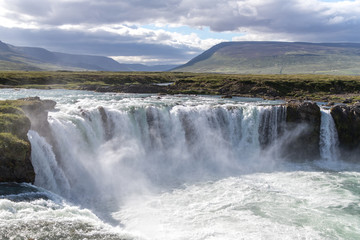 HDR shot of Godafoss waterfall in Iceland from the west side.