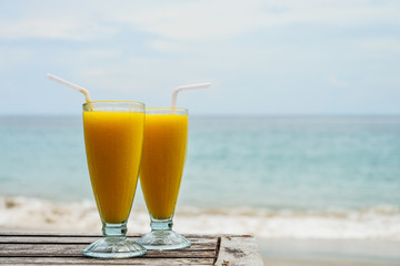 mango smoothies at beach