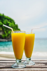 mango smoothies at beach