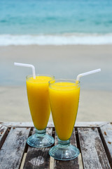 mango smoothies at beach