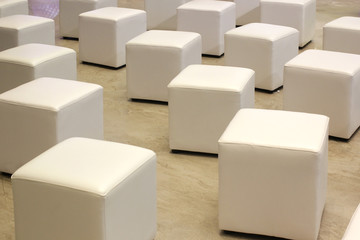 pile of white leather chair