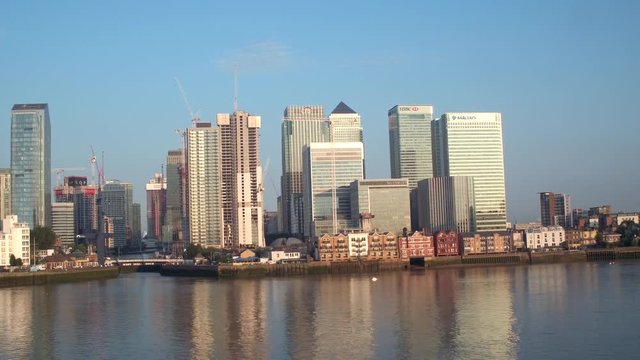 Drone shot of Canary Wharf.