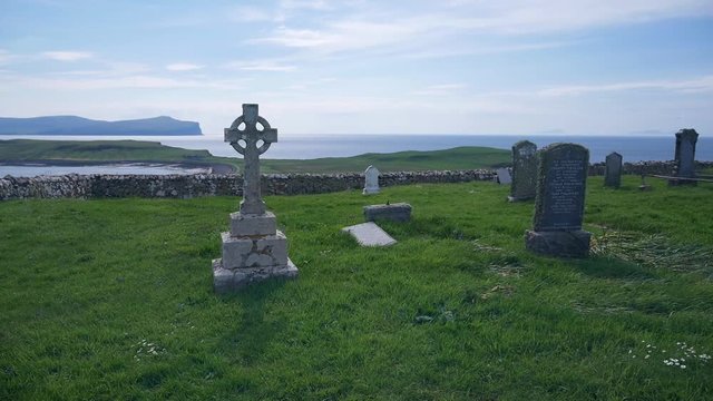 Panoramic view from Celtic Graveyard Cemetery Isle of Skye Scotland