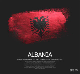 Albania Flag Made of Glitter Sparkle Brush Paint Vector - obrazy, fototapety, plakaty