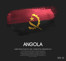 Angola Flag Made of Glitter Sparkle Brush Paint Vector - obrazy, fototapety, plakaty