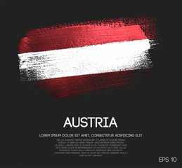 Austria Flag Made of Glitter Sparkle Brush Paint Vector - obrazy, fototapety, plakaty