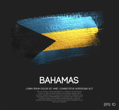 The Bahamas Flag Made of Glitter Sparkle Brush Paint Vector