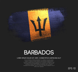 Barbados Flag Made of Glitter Sparkle Brush Paint Vector