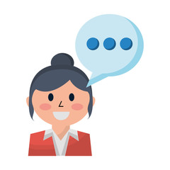 business woman and speech bubble communication