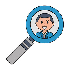 business man in magnifying glass