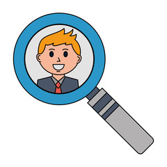 business man in magnifying glass