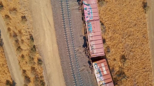 CALIENTE, CALIFORNIA &ndash; JULY 14, 2018: A derailed train sits along the tracks