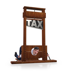 Businessman in heavy high taxes business concept