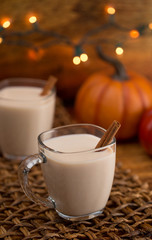 Pumpkin Pie Spiced Latte in a Clear Glass Mug