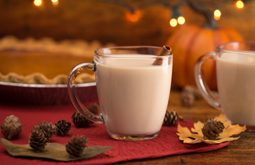 Pumpkin Pie Spiced Latte in a Clear Glass Mug