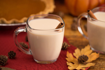 Pumpkin Pie Spiced Latte in a Clear Glass Mug