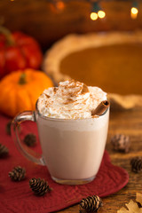 Pumpkin Pie Spiced Latte in a Clear Glass Mug