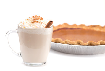 Pumpkin Pie Spiced Latte in a Clear Glass Mug