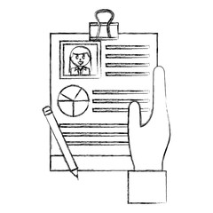 hand with checklist and curriculum vitae