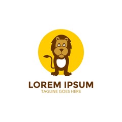 Unique lion logo mascot template. vector. editable. simple shape. minimalist color. memorable