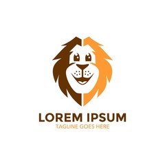 Unique lion logo mascot template. vector. editable. simple shape. minimalist color. memorable