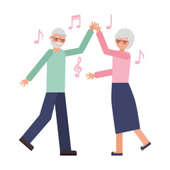 cute grandparents dancing avatar characters