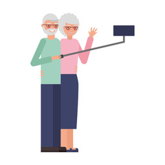 cute grandparents with pole selfie