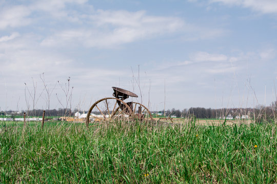 Amish Country Plow In Field