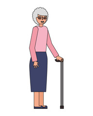 cute grandmother with walking stick