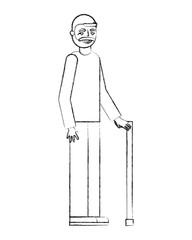 cute grandfather with walking stick