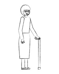 cute grandmother with walking stick