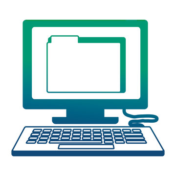 desktop computer with folder isolated icon