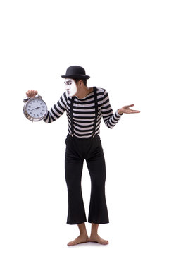 Mime in time management concept isolated on white background 