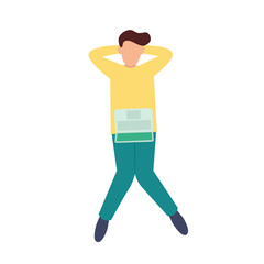 Character Lay Down Working Top View