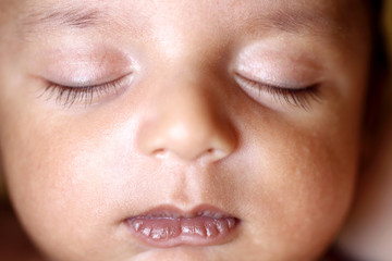 Naklejka premium Newborn baby sleeping,close up
