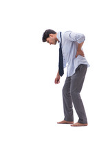 Barefooted businessman isolated on white background