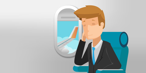 Business Man View Airplane Window Vector