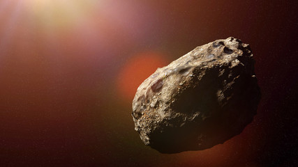 asteroid in outer space, solar system object