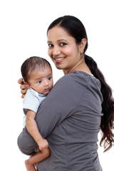 Newborn baby on hands mother  - 215450506