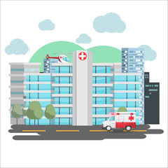 Hospital Emergency Building City Background Vector