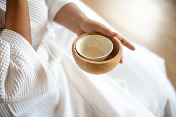 Asian women mask face for beauties.