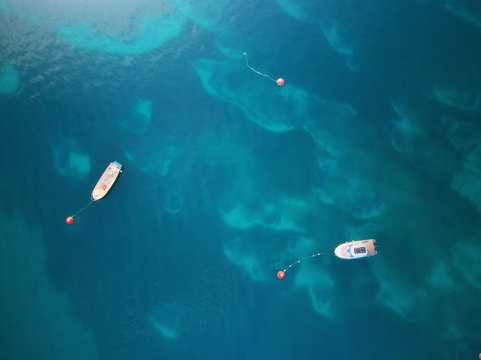 Boat in sea. Aerial view.