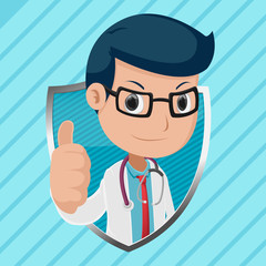 Doctor Mascot Shield Symbol Logo Vector