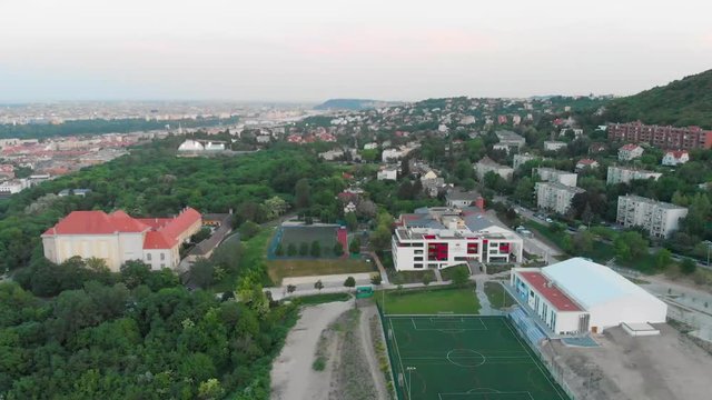 An aerial view of the Obuda area near the center of Budapest.